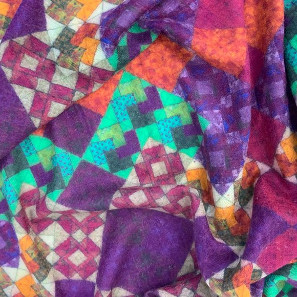 Bindya New York Cashmere Silk Multicolor Geometric Print Scarf Shawl - Picture 3 of 16